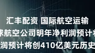 汇丰配资 国际航空运输协会：全球航空公司明年净利润预计将创410亿美元历史新高